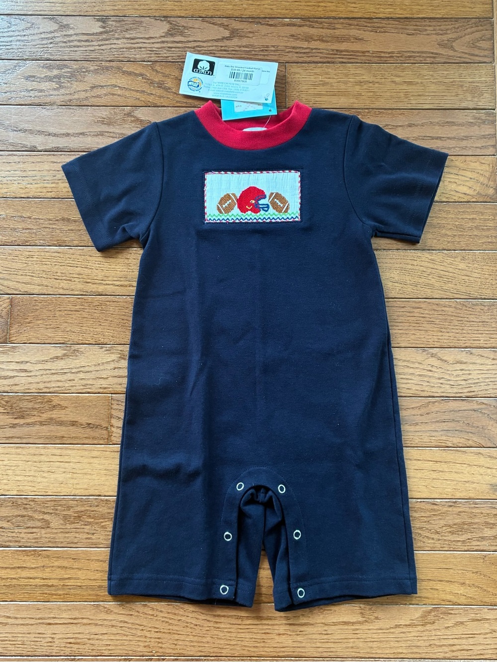 NWT Vive La Fete Smocked Football Romper Size 24 Months